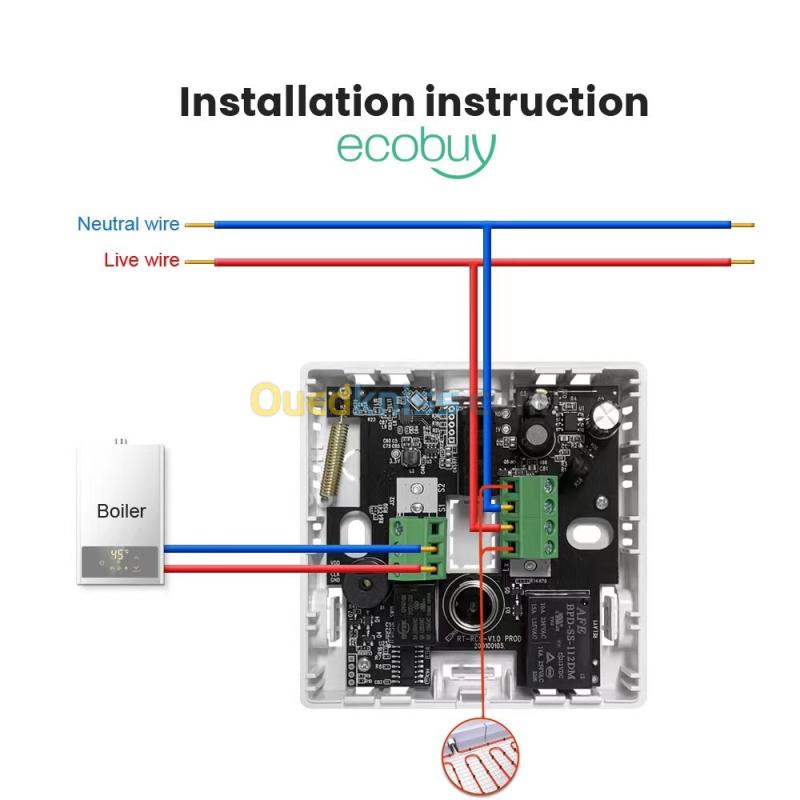 Thermostat connecté Wi-Fi sans fil  RF 433 1GHz portée 200m, compatible Google home. SmartLife,Tuya 3