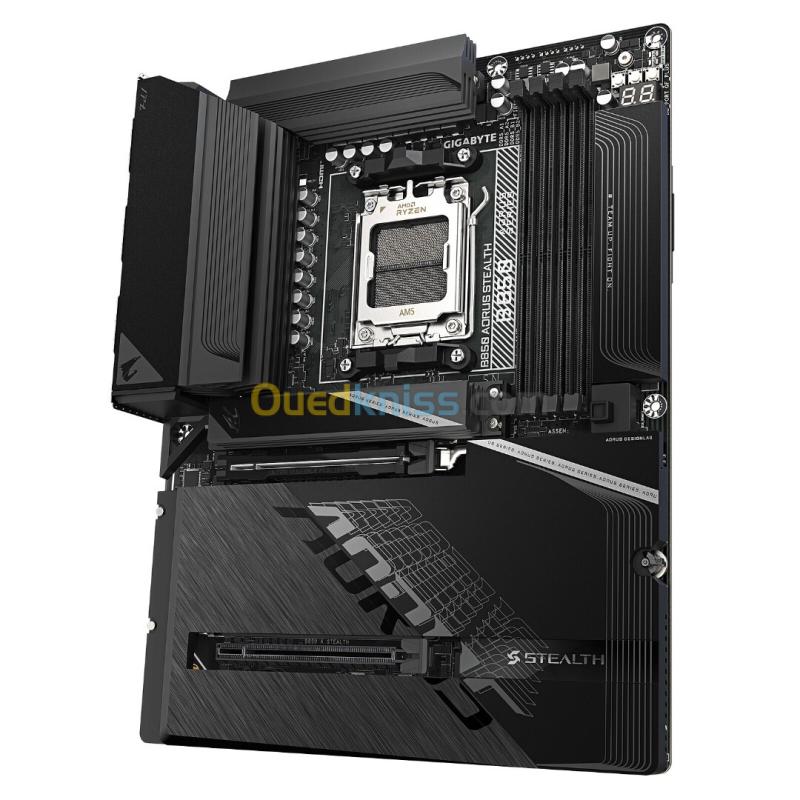 GIGABYTE B850 AORUS STEALTH - CARTE MÈRE ATX - SOCKET AM5 - 4 x DDR5 - 1 x PCIe 5.0 X16 - 4 x M.2 NVMe - WIFI 7 - BT 5.4 - LAN 5GBE - USB 3.2 - BLACK 2