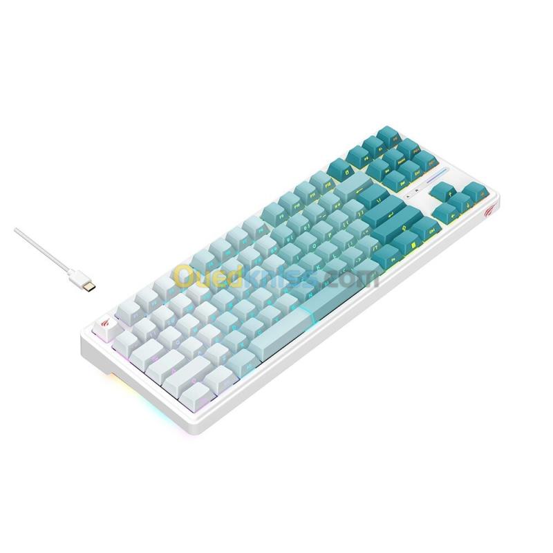 HAVIT KB901L - CLAVIER MÉCANIQUE GAMING - RGB BACKLIT - SWITCHES RED - 88 TOUCHES - ANTI-GHOSTING - DESIGN GAMING - WHITE 2