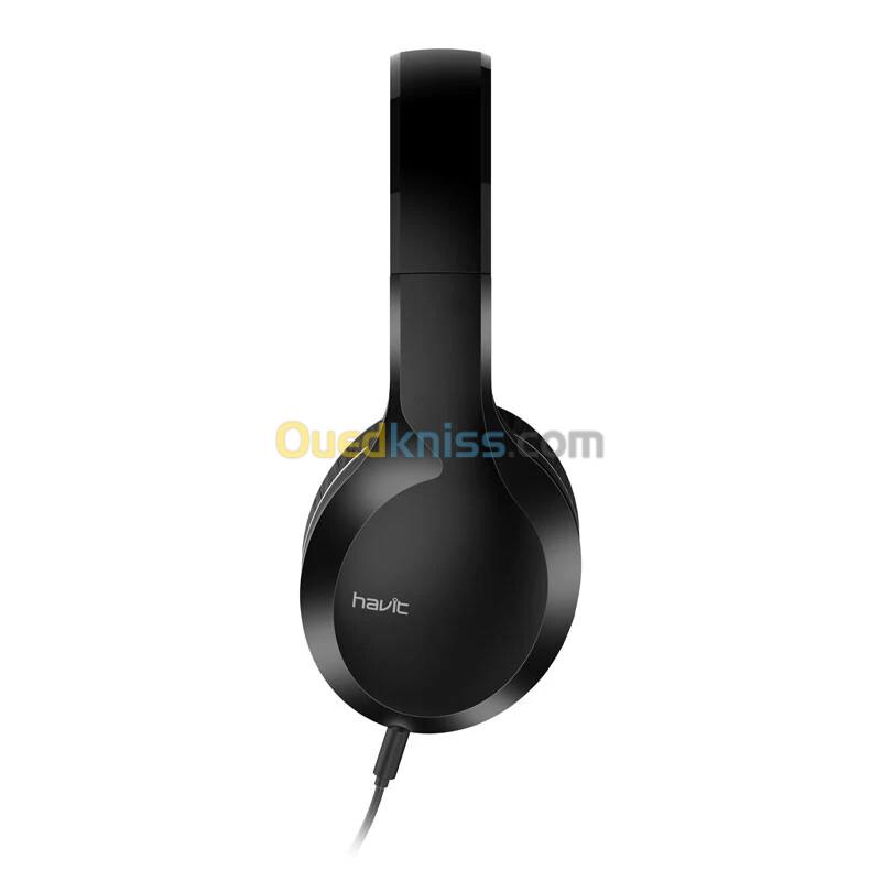 HAVIT H100D - CASQUE FILAIRE - HAUT-PARLEURS 40MM - DESIGN PLIABLE - MICROPHONE INTÉGRÉ - CONFORTABLE - BLACK 3