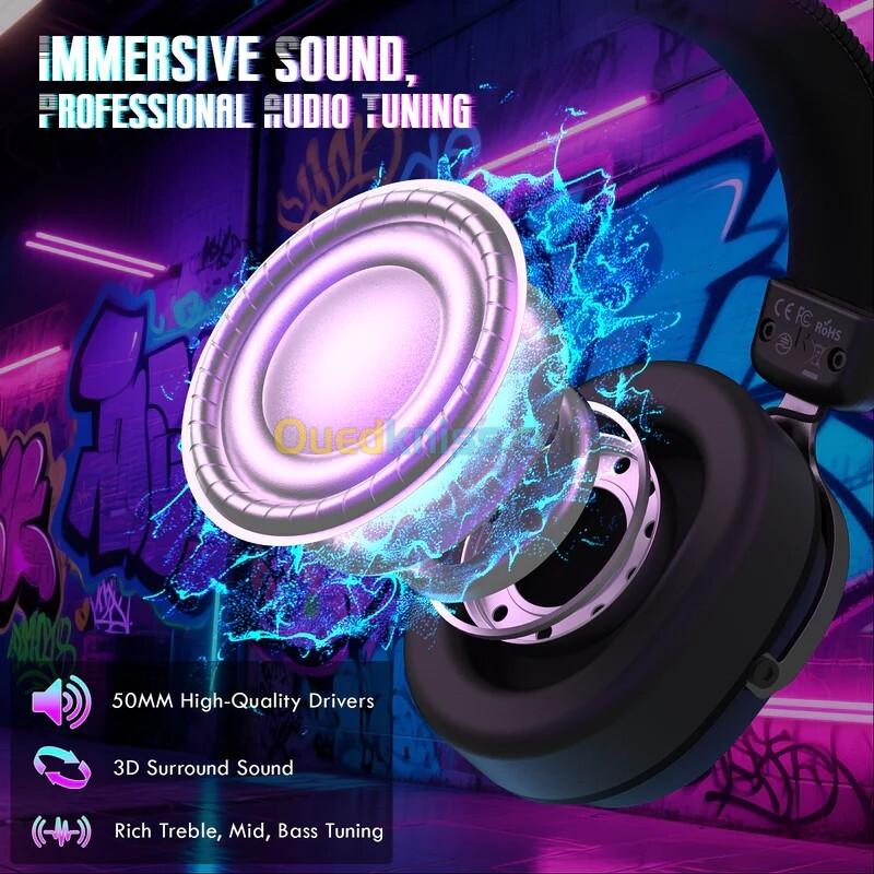 ATTACK SHARK L30 PRO - CASQUE GAMING SANS FIL - TRI-MODE - SON SURROUND 7.1- BLUETOOTH - 2.4 GHz - FILAIRE - LATENCE 20 MS - BLACK 4