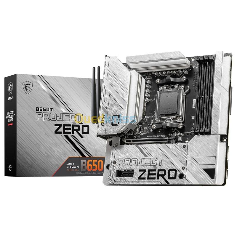 MSI B650M PROJECT ZERO - MICRO ATX SOCKET - AM5 B650 - 4X DDR5 - M.2 PCIE 4.0 - WI-FI 6E - LAN 2.5