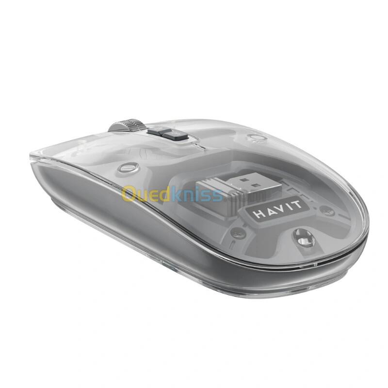 HAVIT MS62WB PRO - SOURIS GAMING SANS FIL - BLUETOOTH + 2.4GHZ - RECHARGEABLE - DPI AJUSTABLE - DESIGN ERGONOMIQUE - WHITE 4