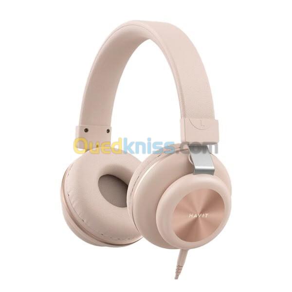 HAVIT H2263D BEIGE - CASQUE FILAIRE - HAUT-PARLEURS 40MM - SON HD - COUSSINETS CONFORTABLES - DESIGN ÉLÉGANT - BEIGE 2