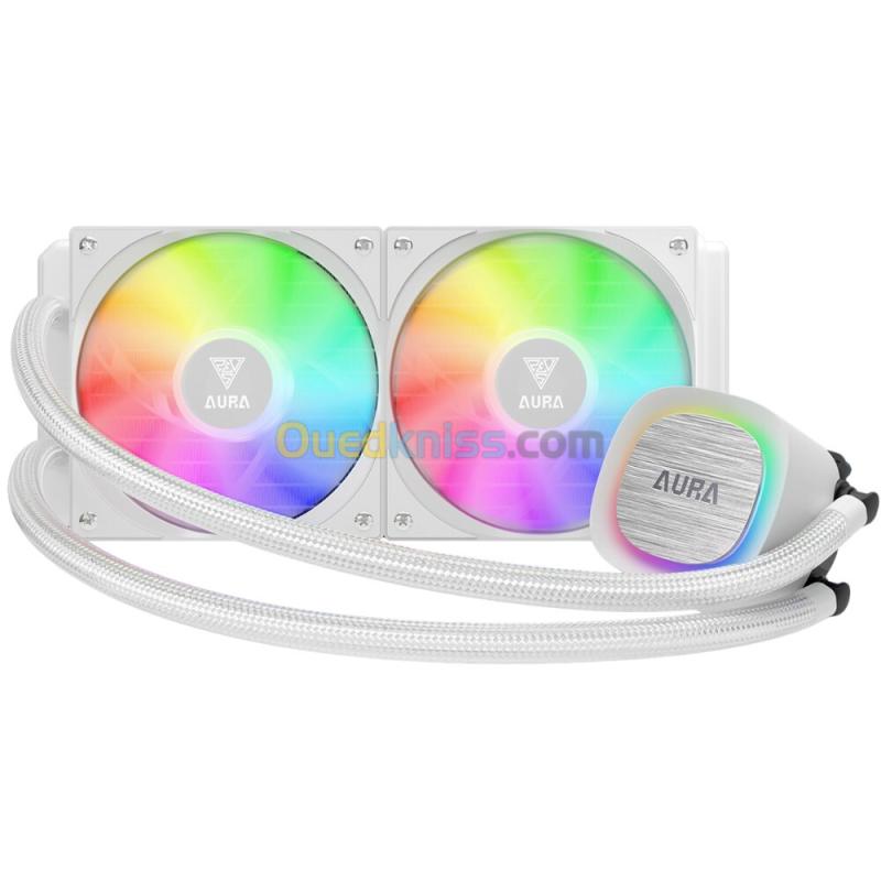 GAMDIAS AURA GL240 V2 - WATER COOLING 240MM -2 X FANS ARGB - PERFORMANCE - INTEL & AMD - WHITE 3