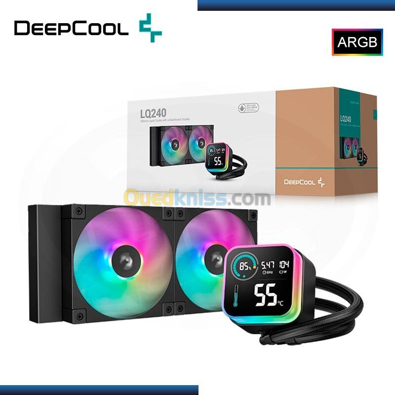 DEEPCOOL LQ240 - WATERCOOLING AIO 240 MM - INTEL & AMD - ARGB - ÉCRAN LCD - ANTI-LEAK - 2400 - BLACK