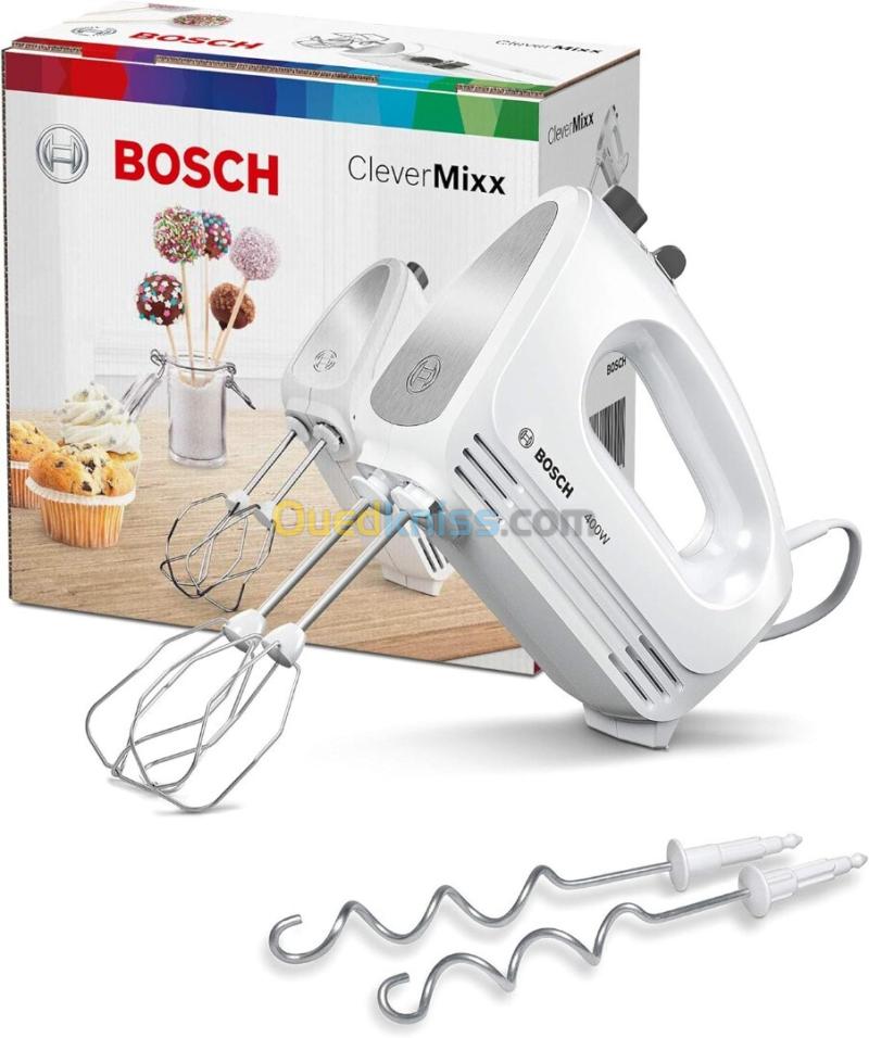 Batteur BOSCH MFQ24200 avec fouets et crochets pétrisseurs  400 W Blanc/Argenté 2