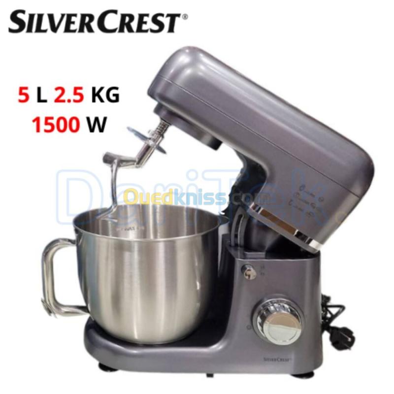 Robot Pétrin Multifonctions 1500W 5L 8 Vitesses SilverCrest - عجانة