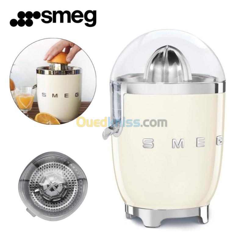 Presse Agrumes Électrique SMEG 70W - Bec Anti-goutte et Cône Universel - Esthétique Années 50 Créme