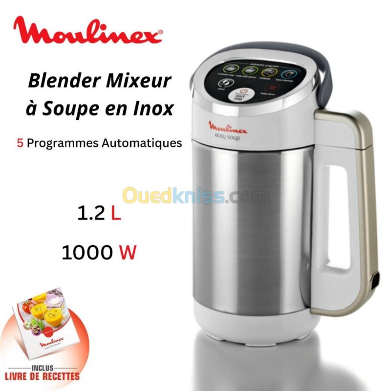 Blender Mixeur À Soupe Chauffant Moulinex Easy Soup 1000W 1.2L avec 5 Programmes INOX