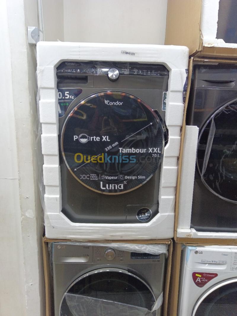 PROMO MACHINE À LAVER CONDOR LUNA GRIS 10.5 KG NEO INVERTER A+++ 10 ANS VAPEUR  DE GARANTIE 2