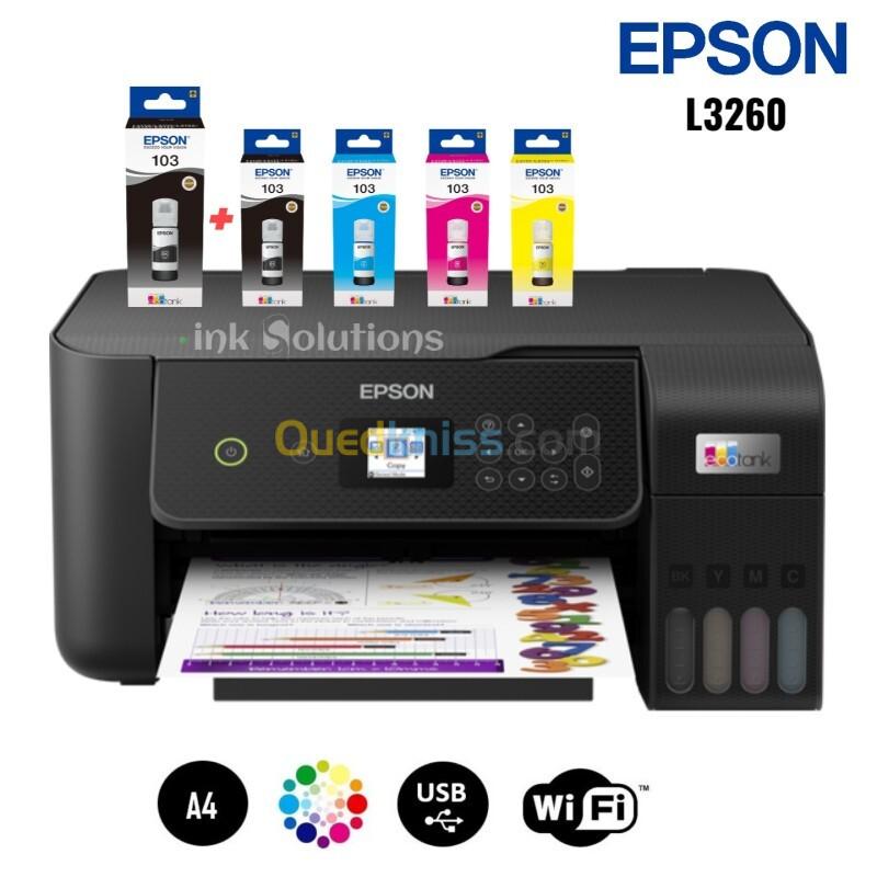 IMPRIMANTE EPSON ECOTANK L3260 MULTIFONCTION À RESERVOIRS RECHARGEABLES AVEC ECRAN LCD