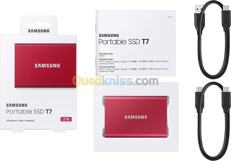   Disque SSD externe Samsung T7 MU-PC2T0R/WW | portable 2 To - USB 3.2 
