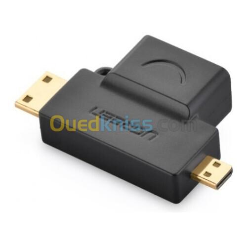 ADAPTATEUR UGREEN HDMI FEMALE TO MICRO HDMI+MINI HDMI 20144