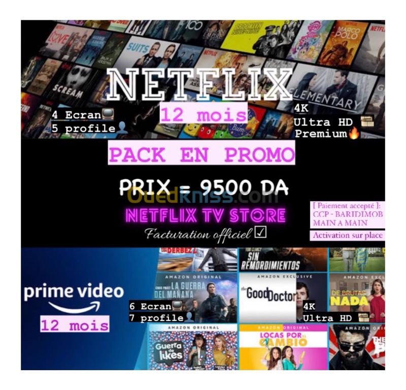 Pack Netflix 12 Mois Et Prime Video 12 Mois Mega Promo A 9500 Da Seulement