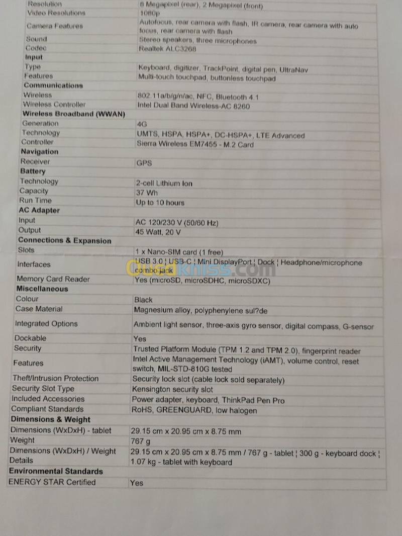 Lenovo Thinkpad X1 Tablette 9