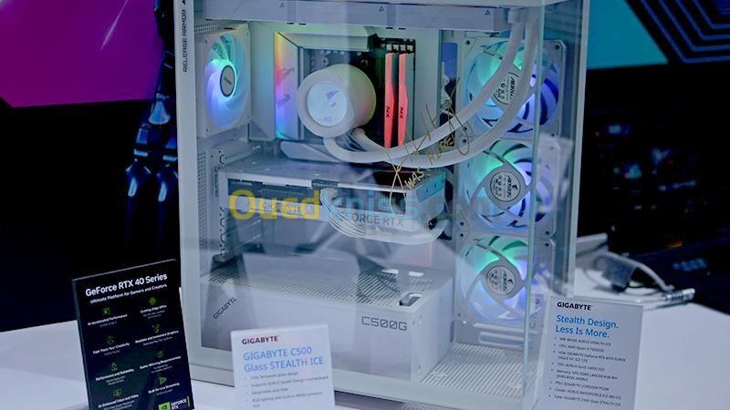 BOITIER C500P ST GIGABYTE CHASSIS MID TOWER PANORAMIC STEAL TH NOIR VERRE TREMPE PANORAMIQUE 270 4FANS ARGB SUPPORT BACK CONNECT MB VERTICAL GPU USB C 5
