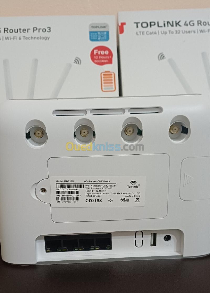 MODEM TOPLiNK 4G  Router PRO3 WiFi 6 ( MOBILIS/DJEZZY/OOREDOO ) 4