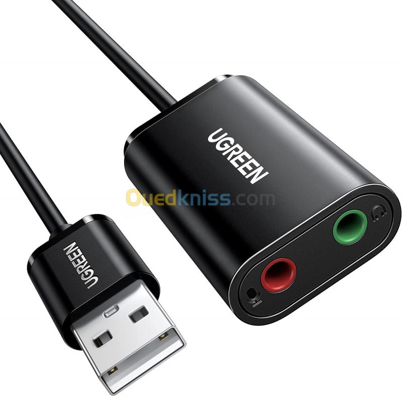  UGREEN Carte Son USB - Adaptateur USB vers Audio Jack Aux 3.5mm Dual TRS 3-Pole Casque et Microphone