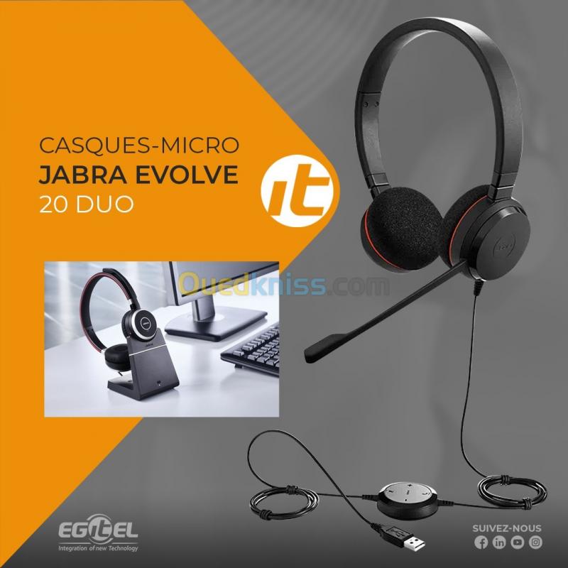  Casque USB Jabra Evolve 20 Duo