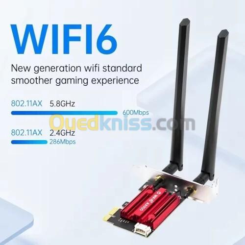 Carte WiFi 6 AX900 PCI-E BT 5.4 900Mbps 802.11AX double bande 2.4G/5GHz, carte réseau sans fil à profil de 8cm pour PC Windows 10/11 2