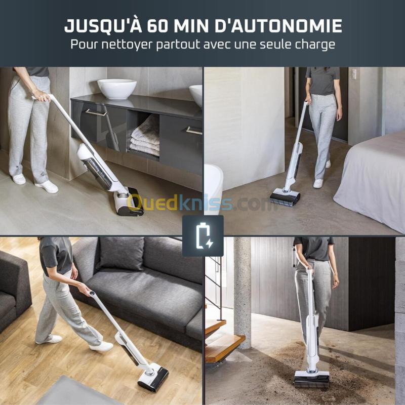 Rowenta X-Clean 10-Aspirateur Laveur sans fil-Design plat 180 degré-Autonomie 60min-Blanc-GZ7540WO 6