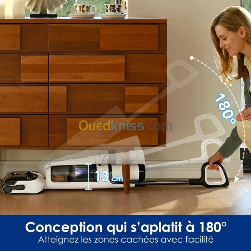Balai aspirateur laveur s6 stretch -aplatit à 180 -40min autonomie -FlashDry 3 modes nettoyage 7