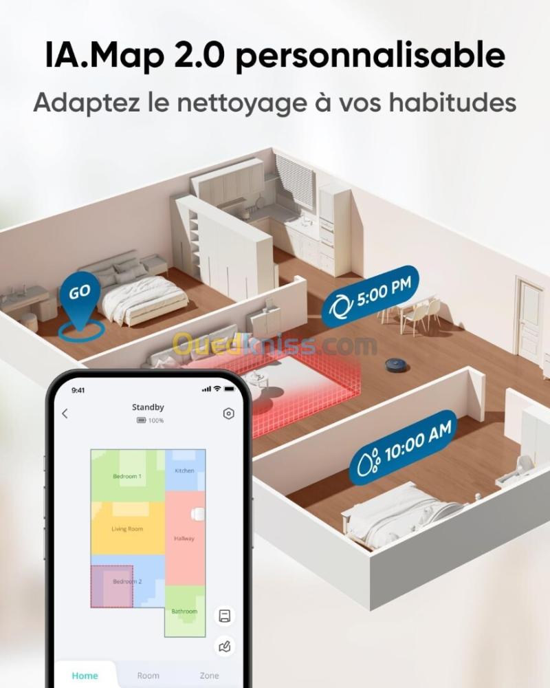 Eufy X10 Pro Omni Aspirateur Robot, 8 000 Pa, Lavage et Séchage Automatique des Patins, Système d'Autovidage, Autoremplissage,Relevage automatique des serpillières sur les tapis 6