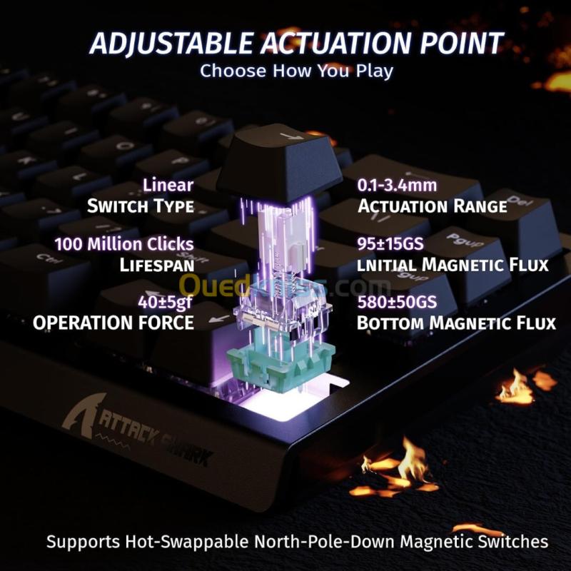 Clavier Gaming Magnétique ATTACK SHARK X68HE 60% avec Rapid Trigger et 8000Hz - لوحة مفاتيح المغناطيسية 2