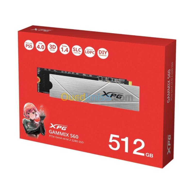 ADATA XPG GAMMIX S60 BLADE - 512GB - NVMe M.2 2280 - PCIe 4.0 x4 - 3D NAND - DRAM-less - HEATSINK
