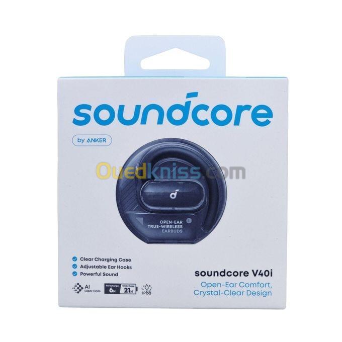 SOUNDCORE V40I - ÉCOUTEURS TRUE WIRELESS - BLUETOOTH - ANC - MICROPHONE - ÉTANCHE IPX4 - 40H -BLACK