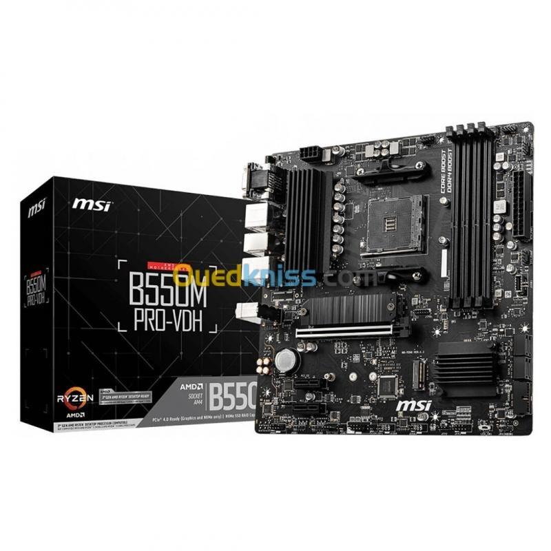 MSI B550M PRO VDH - AMD AM4 - 4XDDR4 - M.2 PCIE 4.0 & 3.0 - OVERCLOCKING - HDMI - DISPLAY - NOIR