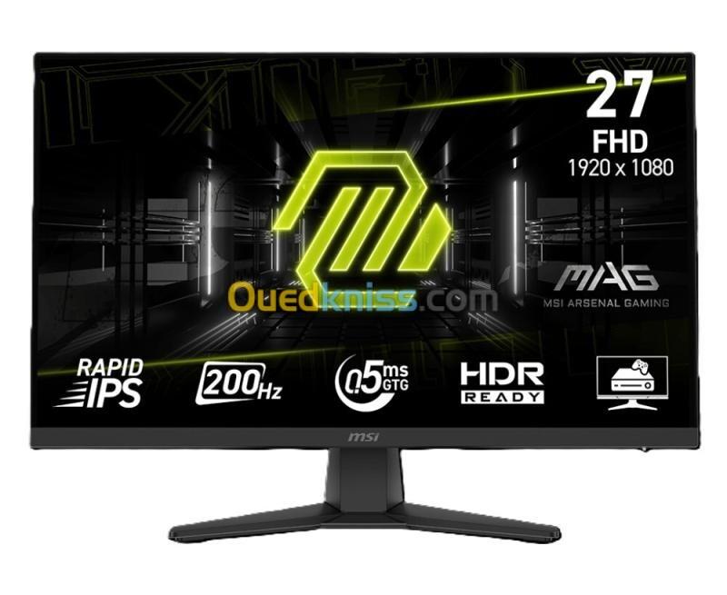 MSI MAG 272F  - ÉCRAN GAMING 27" - FULL HD - RAPID IPS - 200HZ - 0,5MS - HDR READY - FREESYNC PREMIUM - HDMI / DISPLAYPORT - NOIR