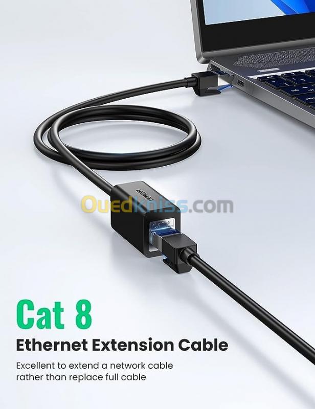  UGREEN Câble Extension LAN Ethernet CAT8 Cuivre Pur (1M) SuperSpeed 40 Gbps RJ45 mâle vers femelle  