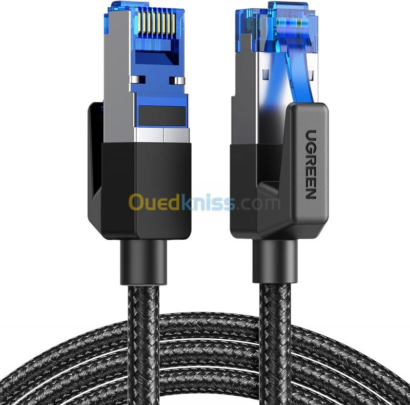  UGREEN CAT8 Ethernet Câble (15 Mètres) 40gbps 2000MHz Réseau Coton Tressé Internet Lan Cordon