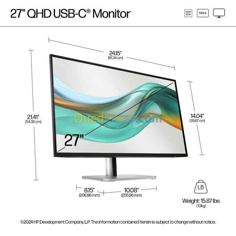 ECRAN HP 27 POUCES 527PU 2K/WLED/IPS 100HZ/5MS 1 HDMI/DP/3 XTYPE-A/RJ-45/USB-C 100W ROTATION/ADJUSTABLE/PIVOT/HAUTEUR/BLUE EYES FILTRE 4