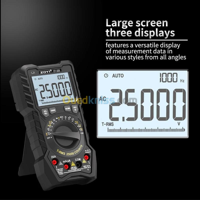ZOYI 25000 compte ZT-225 haute précision gamme automatique multimètre intelligent électricien anti-brûlure entretien multi-usages aut 4