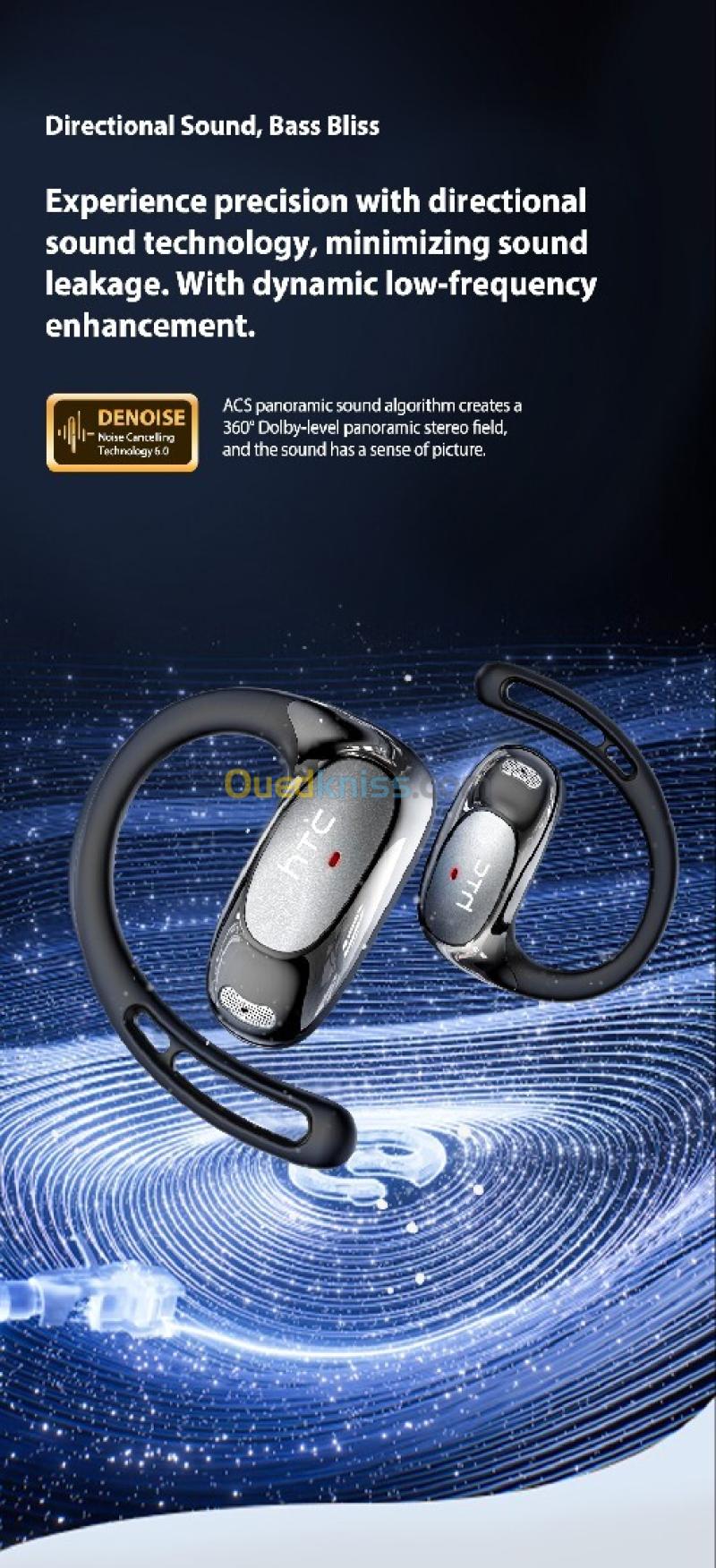 HTC NE35 Earphones, Bluetooth V6.0, AI traduction écouteurs, OWS Sport, casque confortable Ultra-léger 4
