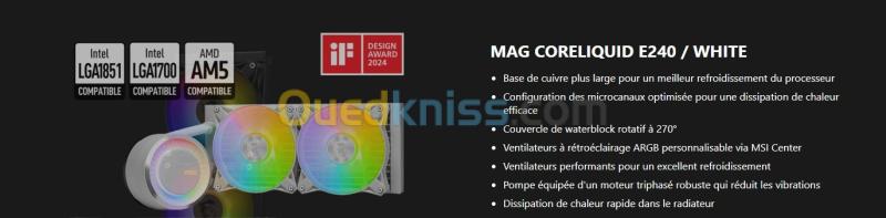 MSI MAG CORELIQUID E240 BLACK / WHITE 6