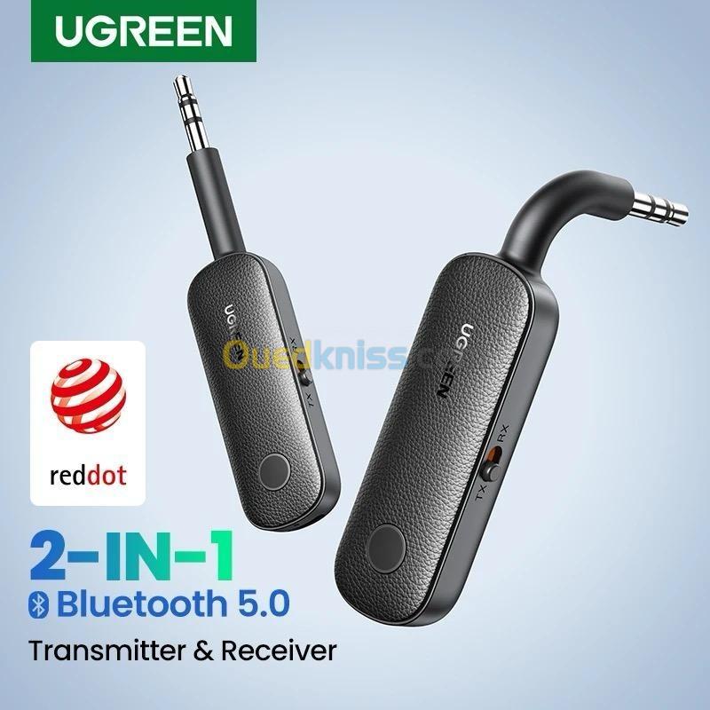  UGREEN 2-IN-1 Bluetooth 5.0 Récepteur/Transmetteur 3.5mm STEREO AUX avec Microphone TV Voiture PC