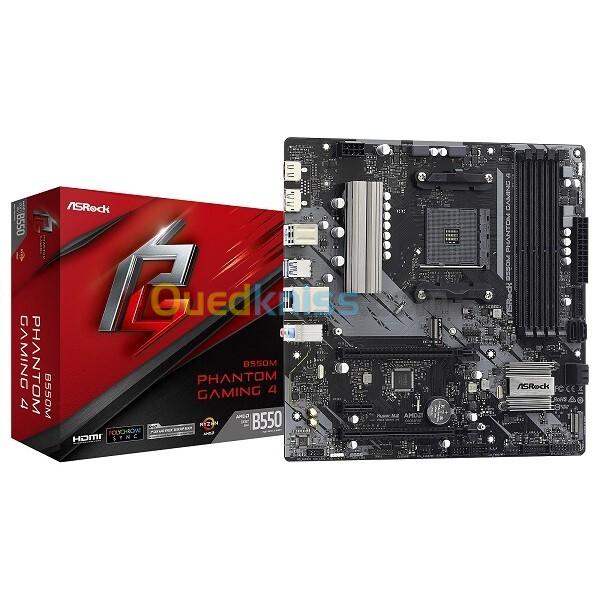 ASROCK B550M PHANTOM GAMING 4 - CARTE MÈRE MICRO-ATX - AMD B550 - SOCKET AM4 - PCIe 4.0 - M.2 - DDR4 - BLACK