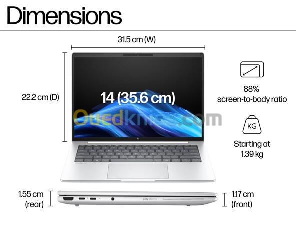 HP EliteBook 8 G1i 14 IA Premium Intel Core Ultra 7 256U | 32 Go RAM DDR5 | 1 To SSD NVMe | Ecran 14" WUXGA 6