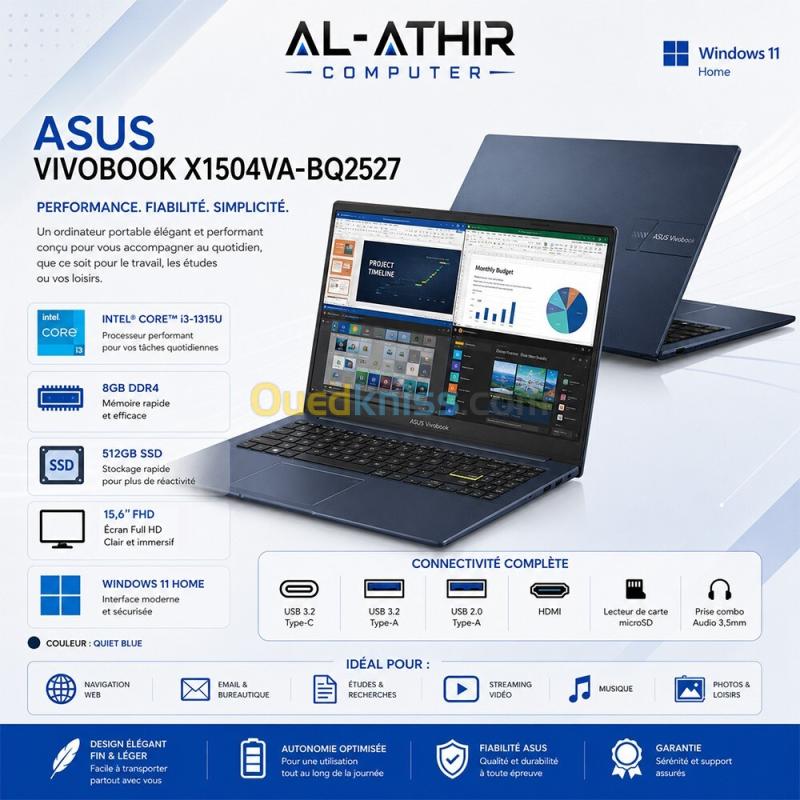 Asus VivoBook X1504VA-BQ2527  Intel Core i3-1315U | 8GB DDR4 | 512GB | 15,6