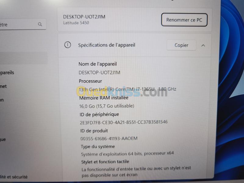 DELL LATITUDE 5450 CORE I7 13ÈME 16GB DDR5 512SSD 5