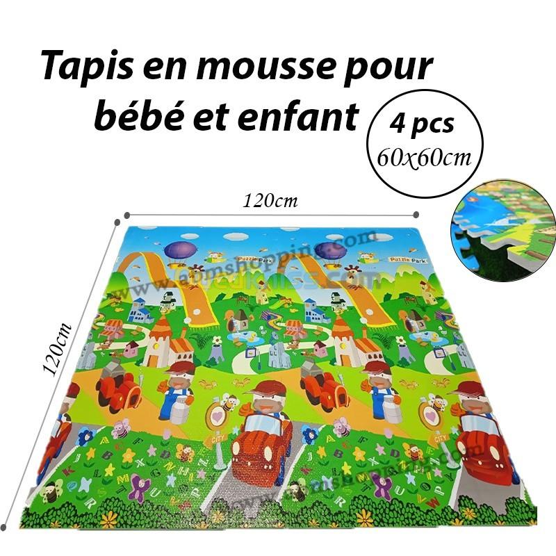 Tapis mousse puzzle pour enfants vert 120x120