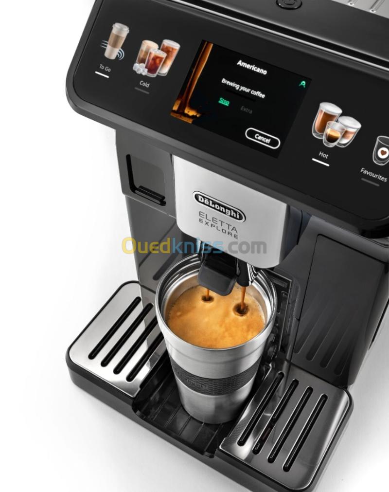 Machine a cafe automatique a broyeur integre haute gamme  De'Longhi eletta explore ECAM452.57.G -19 bar - 18.l -300g - Écran tactile couleur TFT 3,5"- connecte  - 5