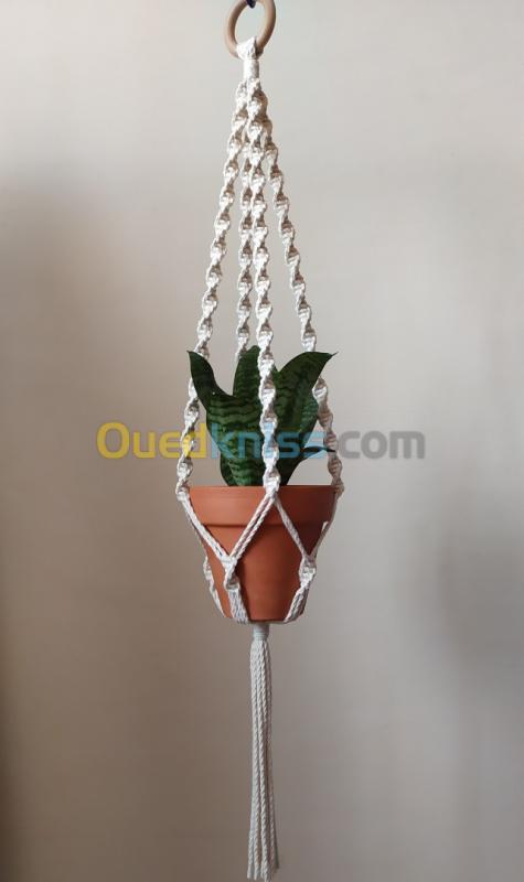  Suspension -plant hanger- en macramé (corde en coton torsadé de 3 mm)