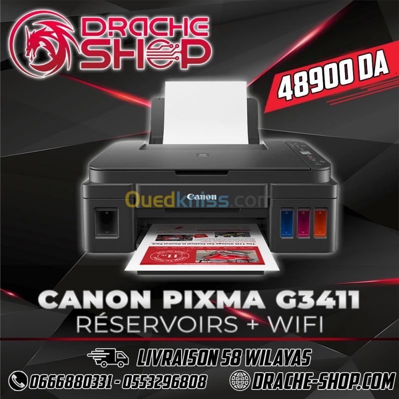 Canon PIXMA G3411 WiFi Imprimante multifonction à réservoirs