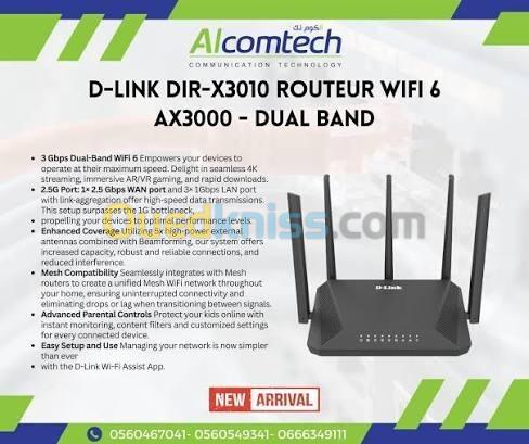 D-LINK DIR-X3010 ROUTEUR WIFI 6 AX3000 - DUAL BAND 2.5 GE PORT LAN 3