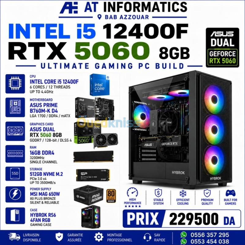 CONFIG PC GAMING INTEL CORE I5 12400F AVEC RTX 5060 8GB ASUS DUAL NEW BOX